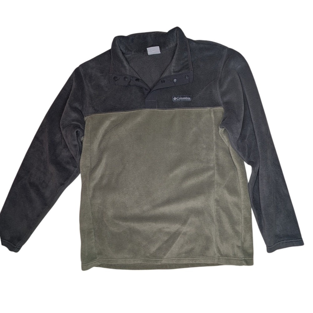 Columbia Fleece Pullover Mens L Grey Green Steens‎ Mountain Half Snap Colorblock
